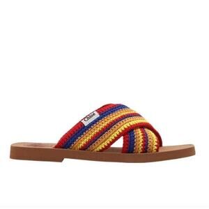 Chloé Woody Crossover Crochet Slides Sandals Size 10W